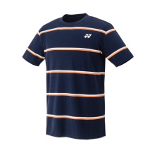 Yonex Sport-Tshirt Crew Neck Small Stripes navyblau/orange Herren